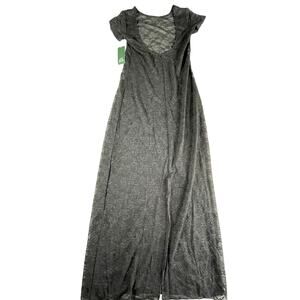 Wild Fable Dress Women Small Black Lace Maxi Short Sleeve Back Slit Lined NWT